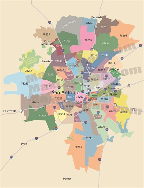 san antonio zip code map.